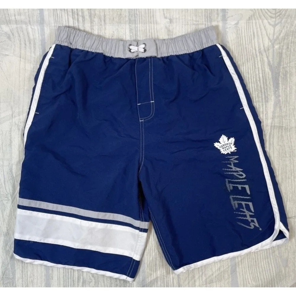 Outerstuff NHL Big Boys‎ Youth XL 18 Swim Shorts Toronto Maple Leafs Bieber Blue